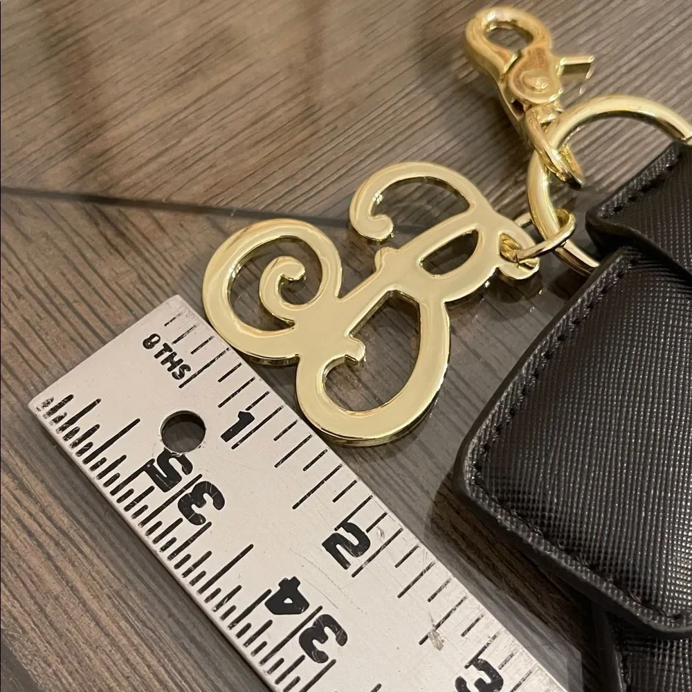 Betsey Johnson Keychain Bag Charm Elegant Black Bow Keychain B Initial Monogram